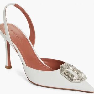 Camelia Sling 90 White Nappa And White Buckle